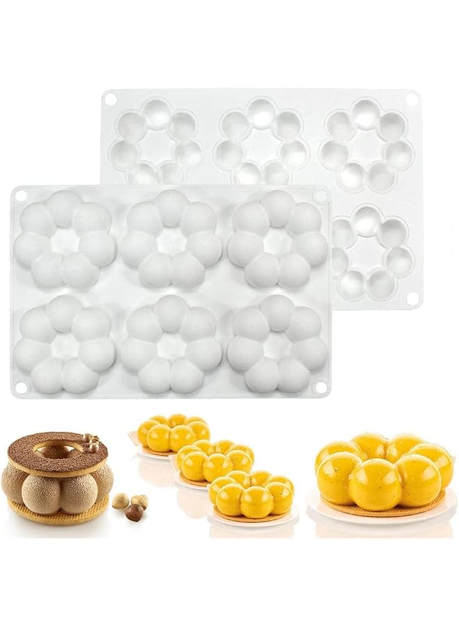 S-TOP Flower Shaped Silicone Donut Mold, 6-Cavity Reusable Baking Pan, Soft Non-Stick Cake and Cookie Tray, Dishwasher Safe, Oven Safe, Microwave Safe, Freezer Safe, Easy to Clean - Image 1