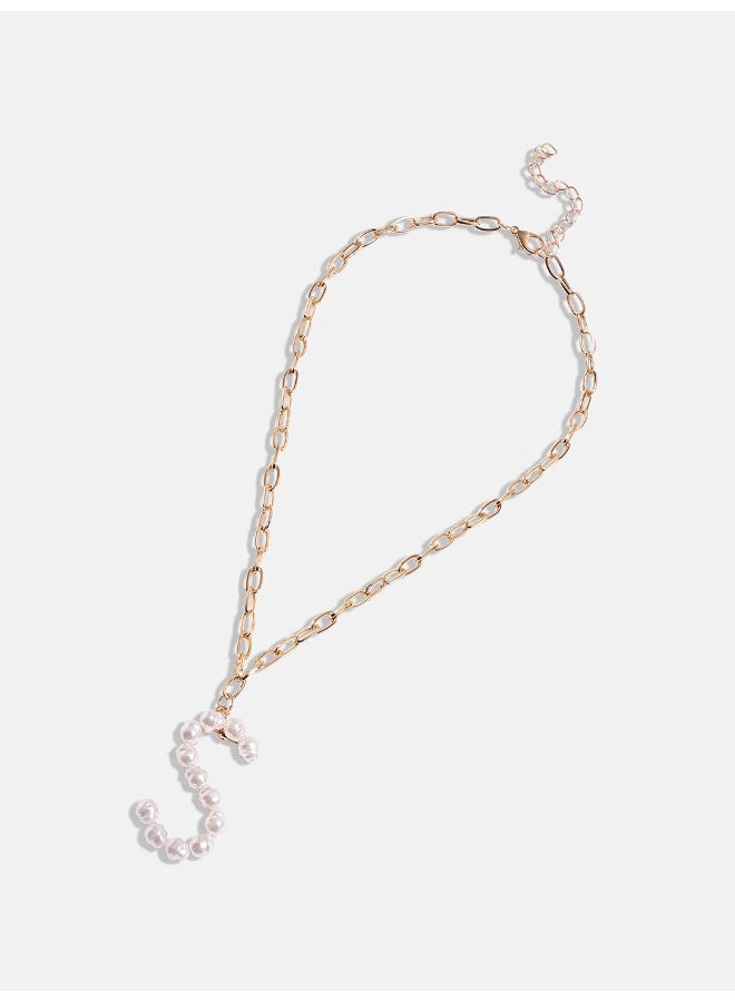 SOHI Pearl S Alphabet Artificial Necklace Jewellery  - Image 1