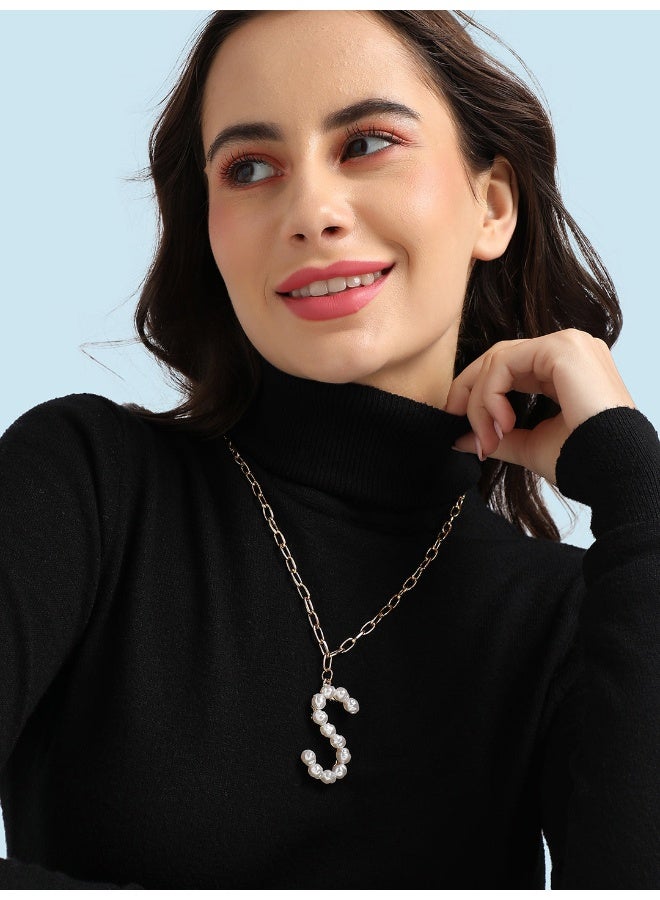 SOHI Pearl S Alphabet Artificial Necklace Jewellery  - Image 5