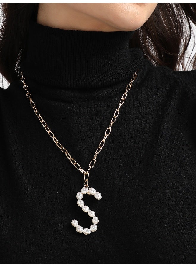 SOHI Pearl S Alphabet Artificial Necklace Jewellery  - Image 2