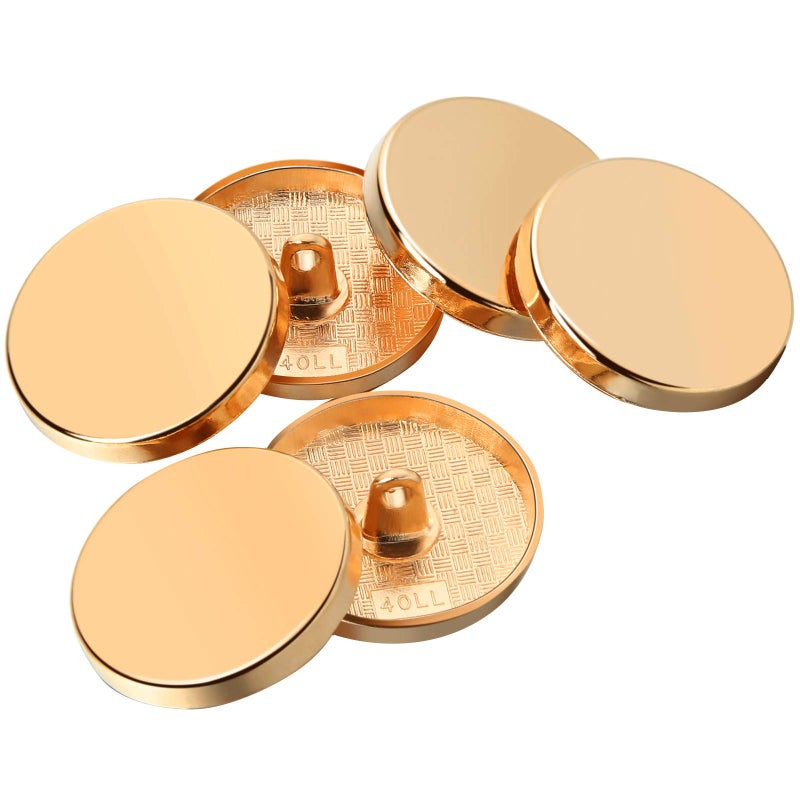 Chuangdi 30 Pieces Metal Flat Button Alloy Shank Round Shaped Sewing Button for Women Suit Woolen Coat Shirt Trousers Sewing Crafts(25 mm,Gold) - Image 4