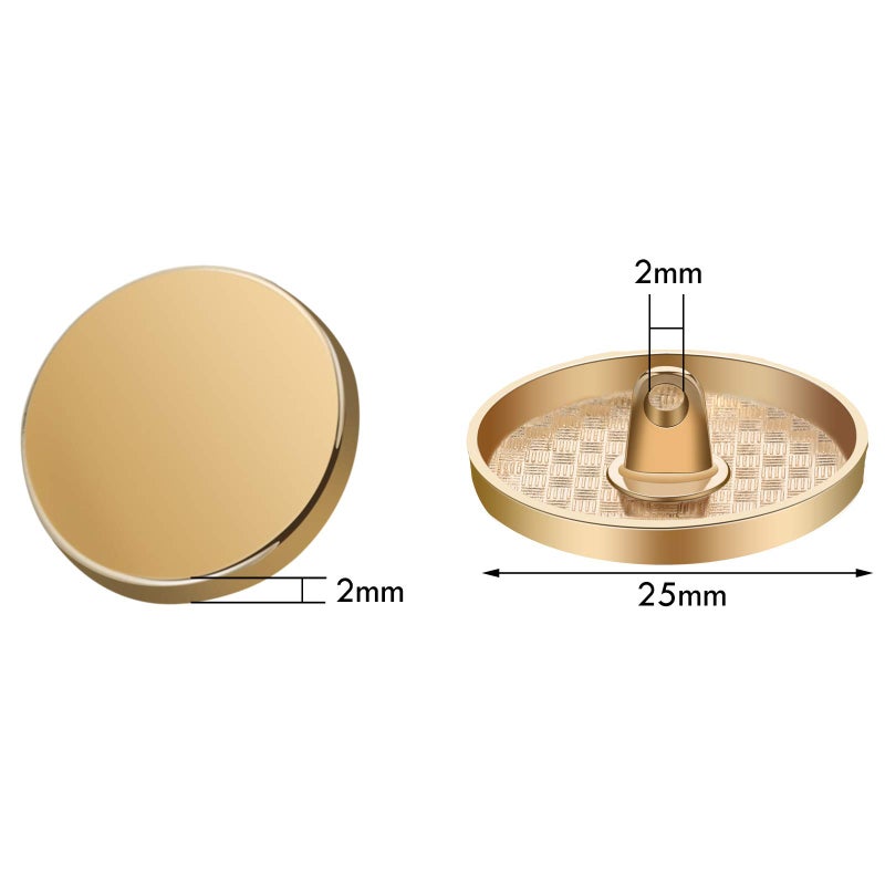 Chuangdi 30 Pieces Metal Flat Button Alloy Shank Round Shaped Sewing Button for Women Suit Woolen Coat Shirt Trousers Sewing Crafts(25 mm,Gold) - Image 5