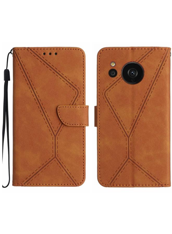 The Bros Case For Sharp Aquos Sense 7 Stitching Embossed Leather Phone Case