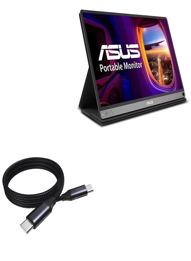 BoxWave كابل BoxWave متوافق مع ASUS MB16AC - كابل DirectSync PD (3 قدم) - USB-C إلى USB-C (100 واط)، شحن متشابك من نوع C ومزامنة سريعة - أسود داكن - Image 1