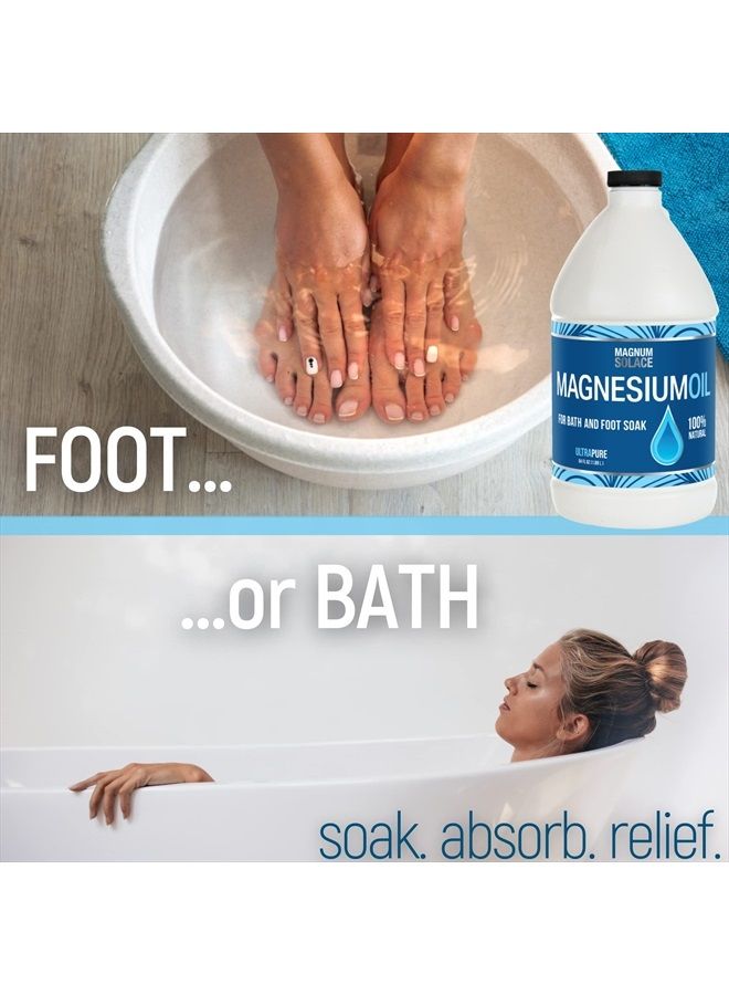 Magnum Solace Pure Magnesium Oil - Bulk Size 64 oz - for Use with Magnesium Bath Flakes for Soaking or Refilling Magnesium Oil Spray - Image 3