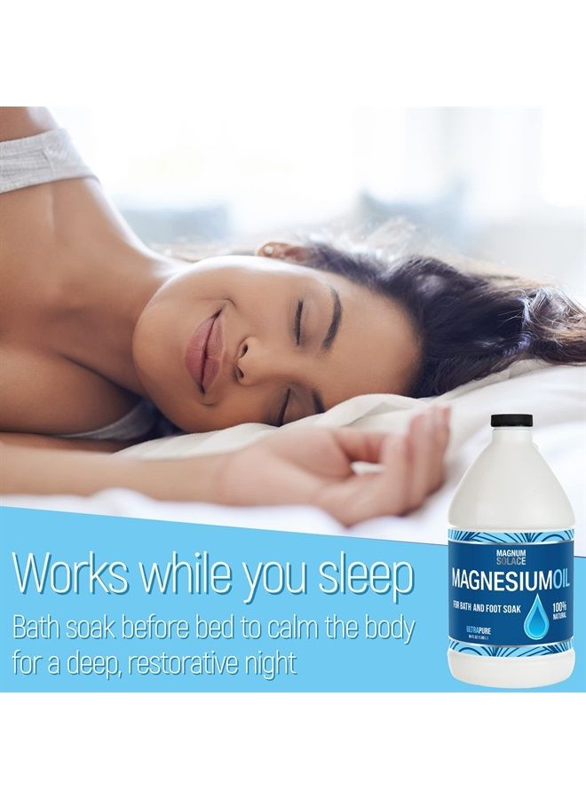 Magnum Solace Pure Magnesium Oil - Bulk Size 64 oz - for Use with Magnesium Bath Flakes for Soaking or Refilling Magnesium Oil Spray - Image 4