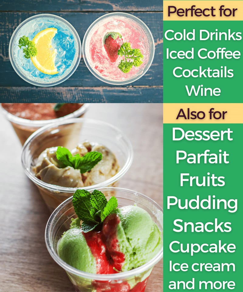 Aatriet [200 PACK] 9 oz Clear Plastic Cups  Crystal Clear Drinking Cups  Disposable Party Cups for Fruit/Ice Cream/Cupcake/Cold Drinks: Iced Coffee  Water  Juice  Soda  Frozed Cocktails - Image 4