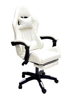 Sabir & Bros Furniture LLC SBF High Back Gaming Chair with Footrest - Premium Leather, Padded Armrests, Adjustable Height, Headrest Cushion & Reclining Backrest, Swivel Office Computer Chair, White  - Image 1