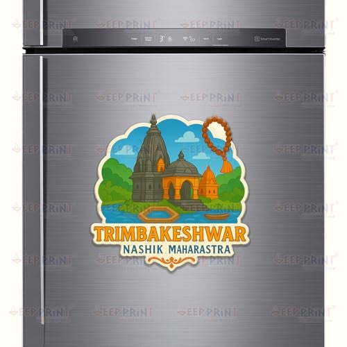 Deep Print Acrylic Fridge Magnet (7.6 cm) – Indian Spiritual Travel Souvenir | Char Dham Series | Barah Jyotirling (Timbakeshwar_Jyotirling) - Image 3