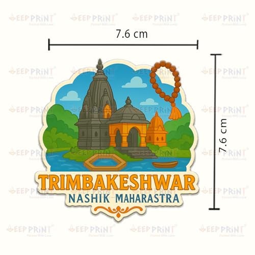Deep Print Acrylic Fridge Magnet (7.6 cm) – Indian Spiritual Travel Souvenir | Char Dham Series | Barah Jyotirling (Timbakeshwar_Jyotirling) - Image 2