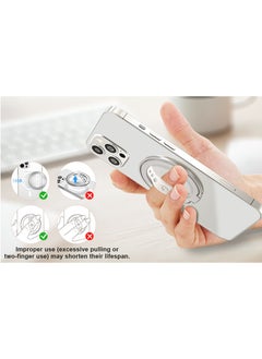 KHAJUL MagSafe Wireless Charging Grip Stand, Removable Magnetic Ring, Compatible for iPhone 12/13/14,Support Apple 20W Wireless Charging, Kickstand Loop for iPhone & Android (Silver)  - Image 2