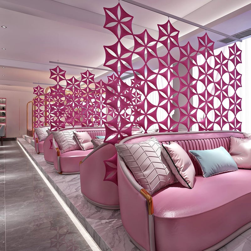 OSHIYINN 12Pcs/Set 3D Hanging Venus Flower Shape Room Divider Panels, 14"x12" High Density Polyester Fiber Board, Home Decor (Pink) - Image 1