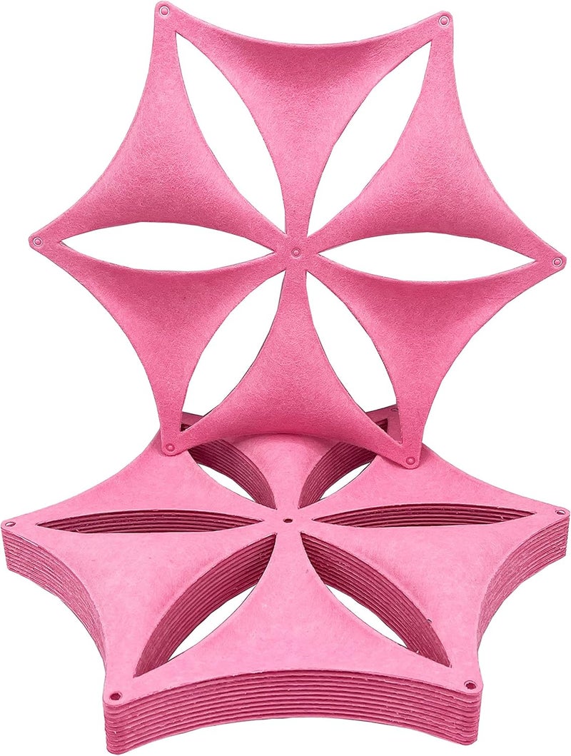 OSHIYINN 12Pcs/Set 3D Hanging Venus Flower Shape Room Divider Panels, 14"x12" High Density Polyester Fiber Board, Home Decor (Pink) - Image 2