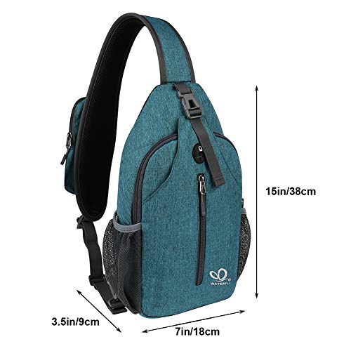 WATERFLY Crossbody Sling Backpack Sling Bag Travel Hiking Chest Bags Daypack (Teal blue) - Image 2