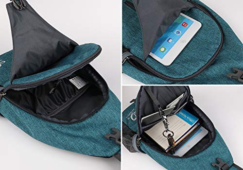 WATERFLY Crossbody Sling Backpack Sling Bag Travel Hiking Chest Bags Daypack (Teal blue) - Image 3