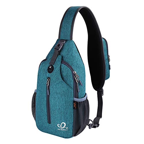 WATERFLY Crossbody Sling Backpack Sling Bag Travel Hiking Chest Bags Daypack (Teal blue) - Image 1