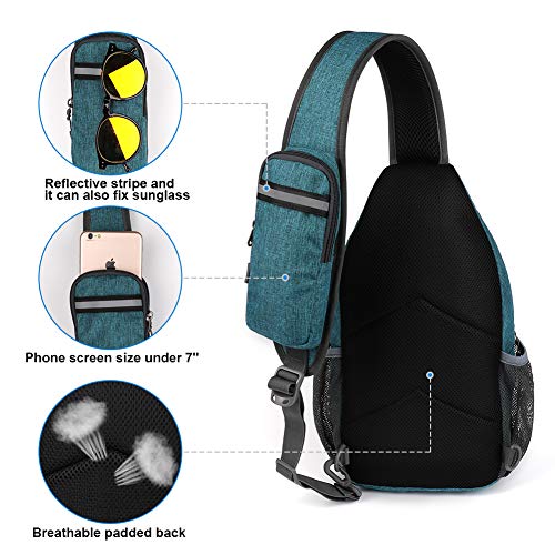 WATERFLY Crossbody Sling Backpack Sling Bag Travel Hiking Chest Bags Daypack (Teal blue) - Image 5