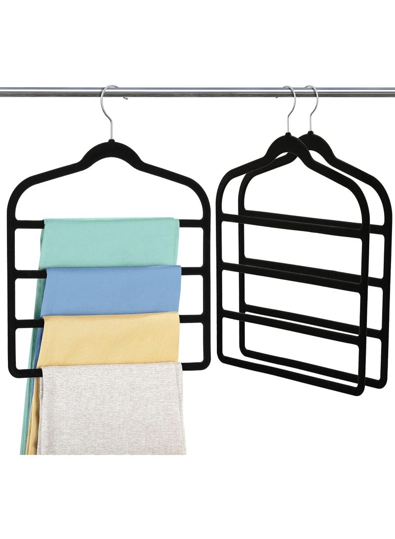 TYCOM Non Slip Velvet Pants Hangers 4 Pack Ultra Thin Space Saving 360 Degree Swivel Hook Pants Hangers Hold Up to 10 Lbs 4 Pieces Black. - Image 1