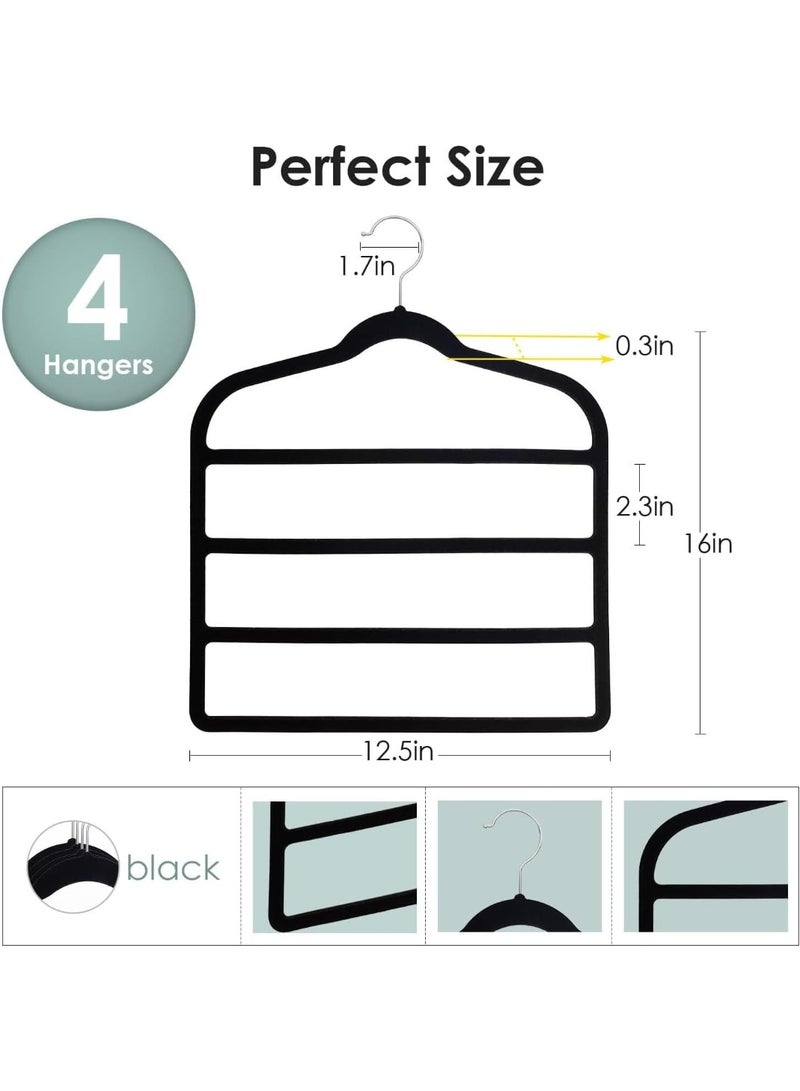 TYCOM Non Slip Velvet Pants Hangers 4 Pack Ultra Thin Space Saving 360 Degree Swivel Hook Pants Hangers Hold Up to 10 Lbs 4 Pieces Black. - Image 2