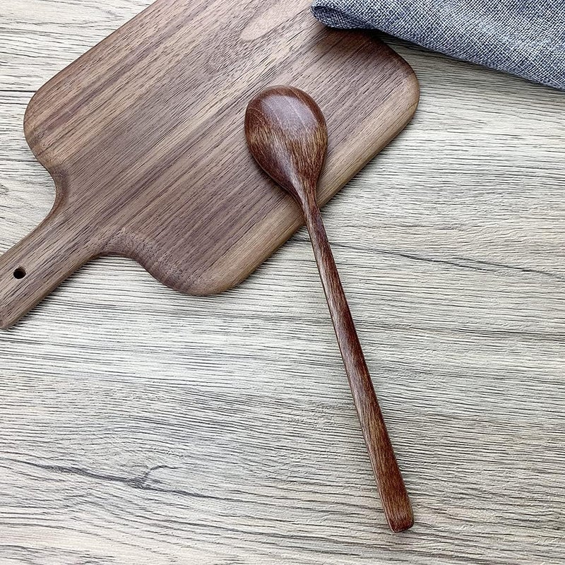 ADLORYEA Wooden Spoons for Eating, 9 inch Small Wooden Soup Spoon Mixing Stirring Tasting, 6-Piece Dark Brown Wood Spoons for Soup and Korean Food, Eco friendly Wooden Eating Utensils - Image 3