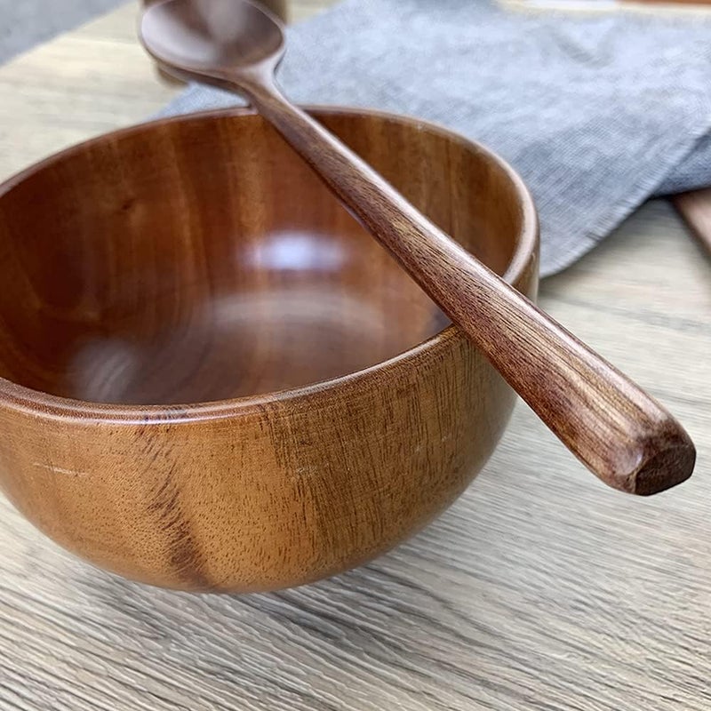 ADLORYEA Wooden Spoons for Eating, 9 inch Small Wooden Soup Spoon Mixing Stirring Tasting, 6-Piece Dark Brown Wood Spoons for Soup and Korean Food, Eco friendly Wooden Eating Utensils - Image 5