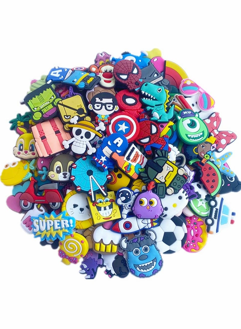 Shoe Decoration Charms for Crocs 100 Pcs Assorted Croc Charms Pins Sandals Buckle Party Birthday Gift Bracelet Wristband Decorations for Adult Men Women Kids - Image 1