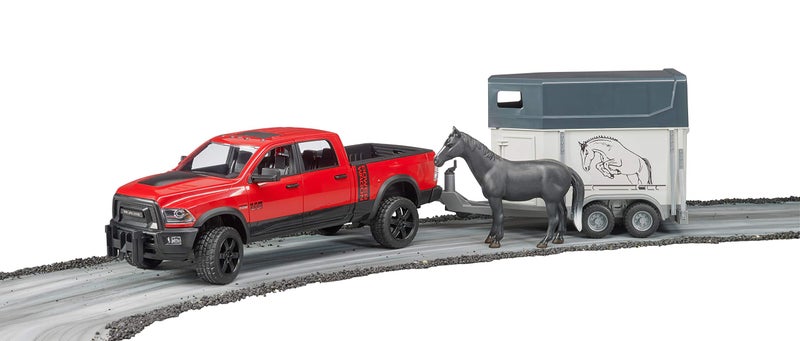 Bruder Ram 2500 Power Pick Up W Horse Trailer & Horse Vehicle - Image 5
