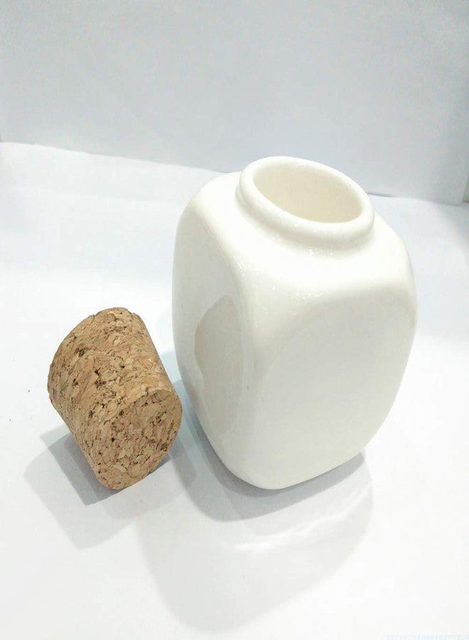 lasenersm طبق دابن من مادة البورسلين قطعة واحدة مع غطاء خشبي ناعم أدوات فن الأظافر مسحوق الأكريليك كوب بورسلين كوب دابن فن الأظافر سائل الأكريليك مسحوق طبق دابن، تصميم مكعب، أبيض - Image 2