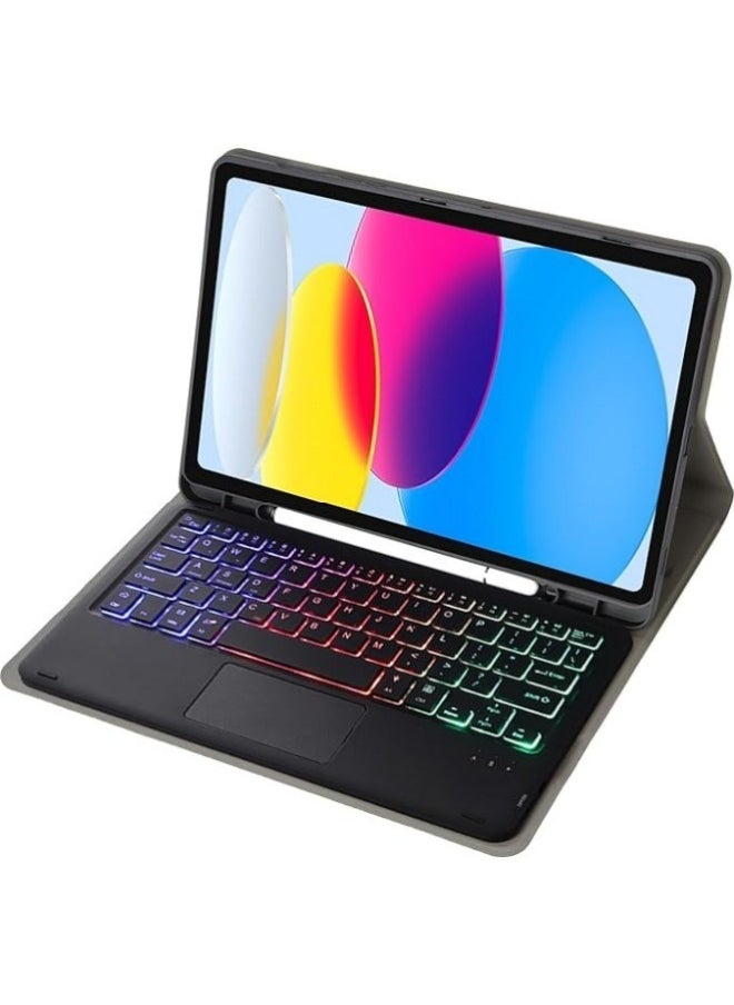 Generic - Touchpad Arabic and English Keyboard Case Compatible with Samsung Galaxy Tab S9 FE 11 inch 2023,Backlight, Multi-Touch Trackpad, Flip Stand Case with Pencil Holder - Image 1