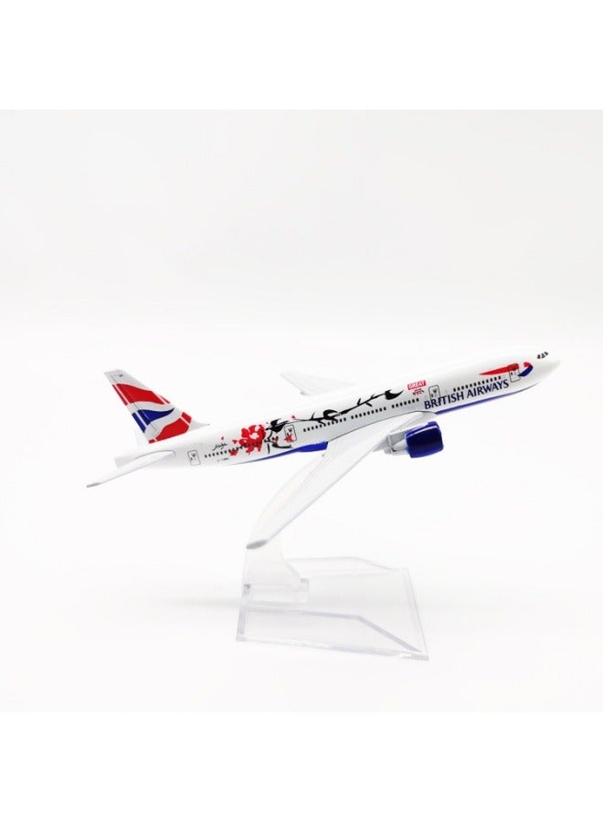 general 16cm Alloy Airplane Tabletop Display Model 1:400 Scale British 777 Airplane Model Decoration Toys Furniture Decorations Collection Gifts - Image 1