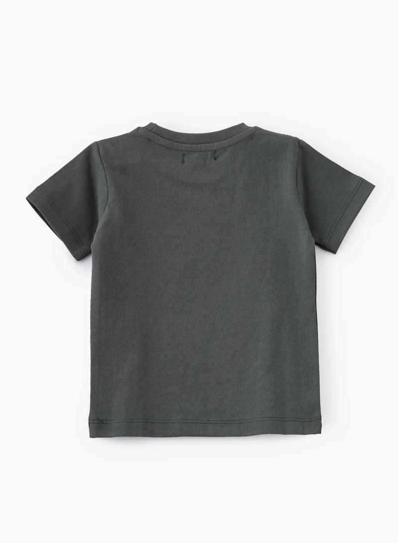 JAM Boys' Dark Green Chameleon Graphic Cotton T-Shirt