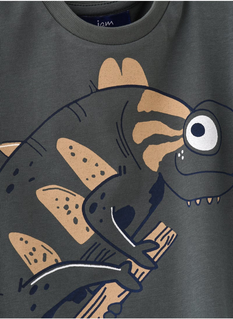 JAM Boys' Dark Green Chameleon Graphic Cotton T-Shirt  - Image 3