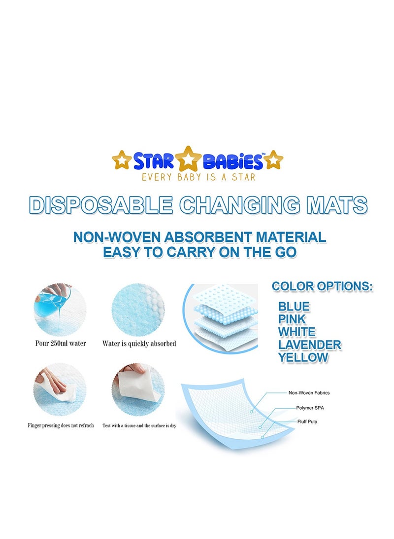 Star Babies Disposable Combo pack (Changing Mat 8pcs, Bibs 8pcs, Scented Bag w/dispenser)-White/yellow - Image 3