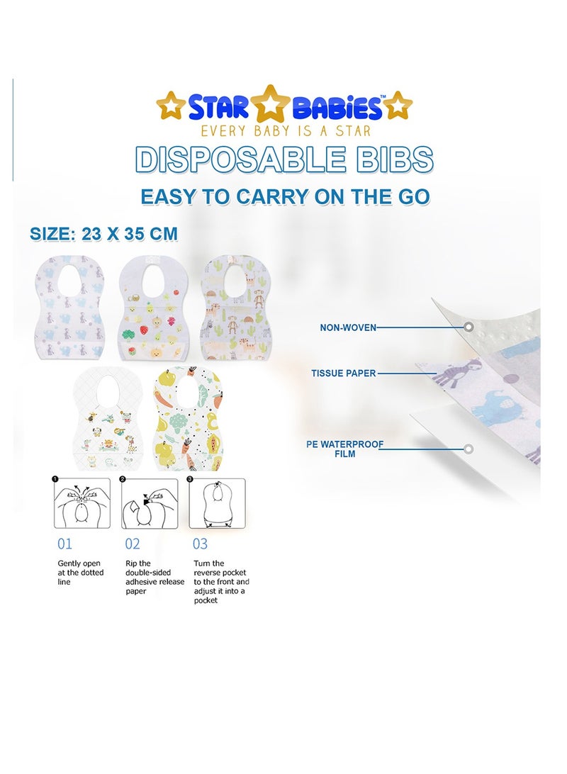 Star Babies Disposable Combo pack (Changing Mat 8pcs, Bibs 8pcs, Scented Bag w/dispenser)-White/yellow - Image 4