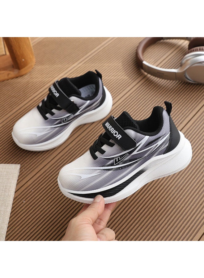 Warrior Spring Children's Sports Shoes Soft Sole Fashion Boys Running Shoes Wz(cl)-2068 Black Grey White Size 29 - Image 4