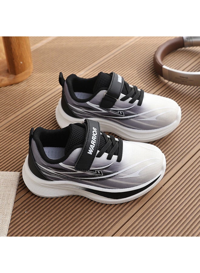 Warrior Spring Children's Sports Shoes Soft Sole Fashion Boys Running Shoes Wz(cl)-2068 Black Grey White Size 29 - Image 3