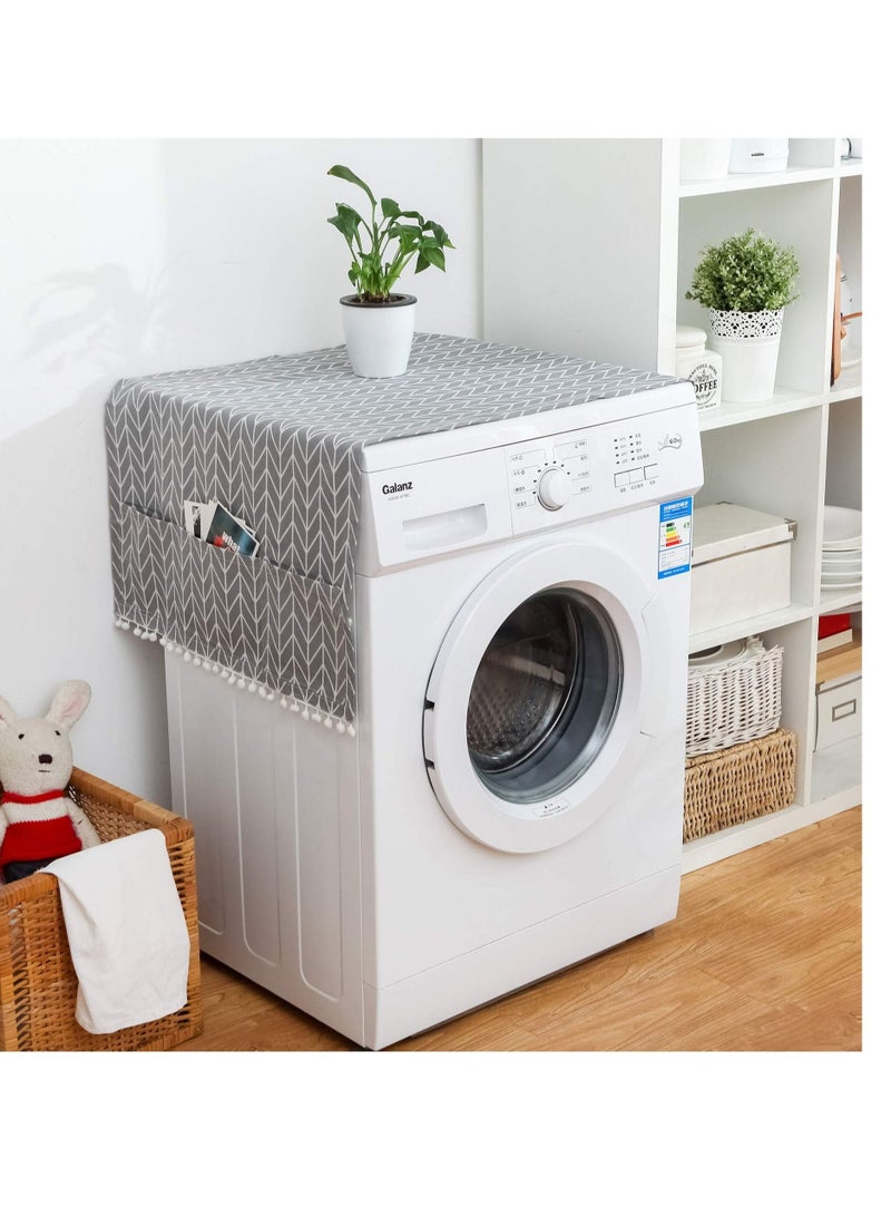 KASTWAVE Washing Machine Cover, Anti Stain Waterproof Washer and Dryer Covers for The Top, Multi Purpose Top Covers, Universal Anti Slip Refrigerator Fridge Dust Cover with Storage Bag - Image 2