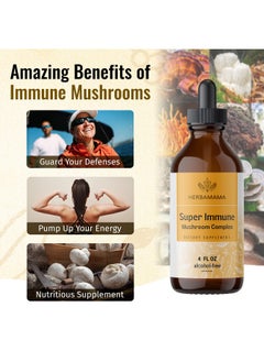 HERBAMAMA Super Immune Mushroom Complex Liquid Extract Immune Support & Energy Supplement Tincture W/Lions Mane Reishi Shiitake Turkey Tail & Chaga Natural Extracts 4 Fl. Vegan Herbal Drops  - Image 5