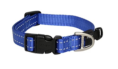 Rogz Reflective Dog Collar for Medium Dogs, Adjustable from 12-17 inches, Blue - Image 1