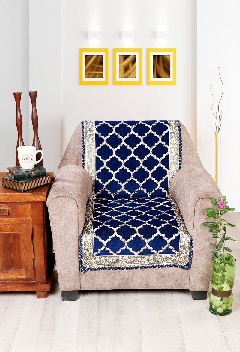 Nendle Modern Velvet Sofa Covers 3 Seater and 2 Seater Combined Sofa Seat and Back Cover|Anti-Slip Sofa Covers for Living Room (Navy Blue, Pack of 3) - Image 4
