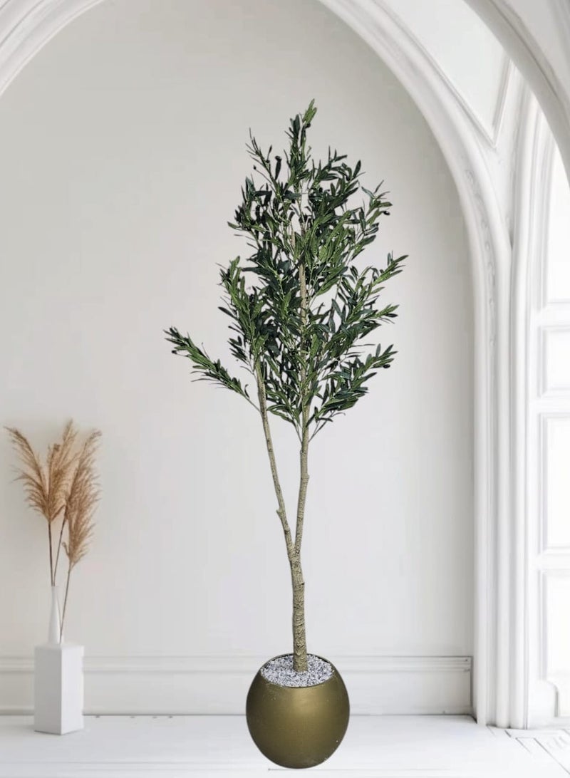 AL KHALDIYA Fruitful olive tree with a large golden pot, attractive design, make your home more elegant, 185 cm - Image 2