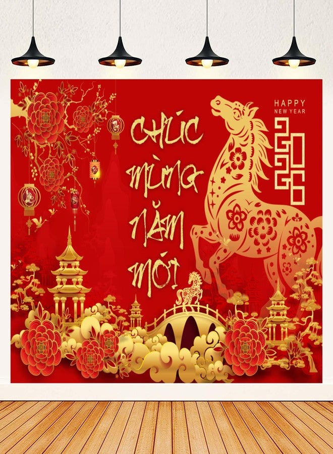 IRCOR TET Decorations 2025 Vietnamese New Year Backdrop with 12 Red Envelopes Vietnamese Lunar New Year Decorations 2025 - Image 5