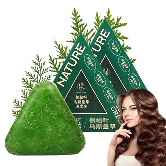 Nature Triangle Shampoo Bar, Nature Seven Green Soap Shampoos, Usman Grass Shampoo Bar Strengthens & Smooths Hair for Women and Men (2pcs) - Image 1