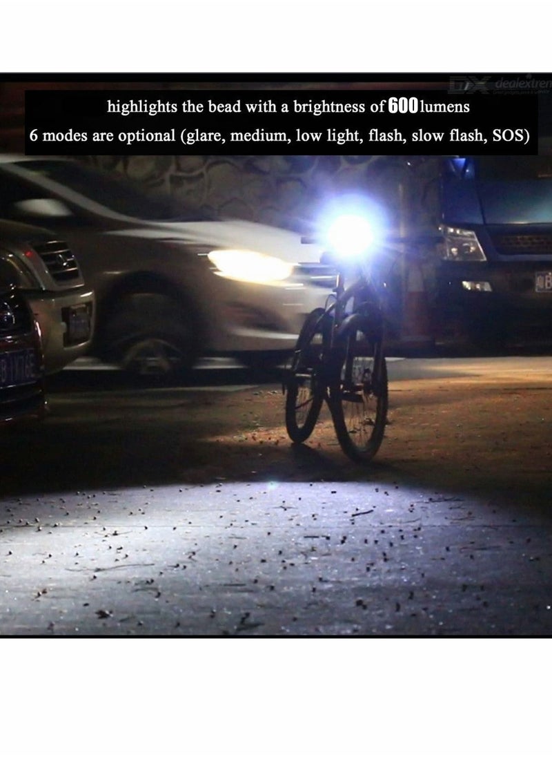 Y&D Bike Headlight. 600 Lumen Output, 6 Light Modes, 2200 mA USB Rechargeable Charging, IPX6 Waterproof Aluminum Alloy Bicycle  - Image 4