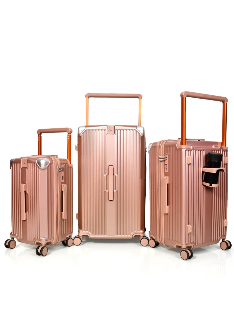 Morano 3 Piece Aluminum Fiber Luggage Set 28", 24", 20" for Cabin - Image 1
