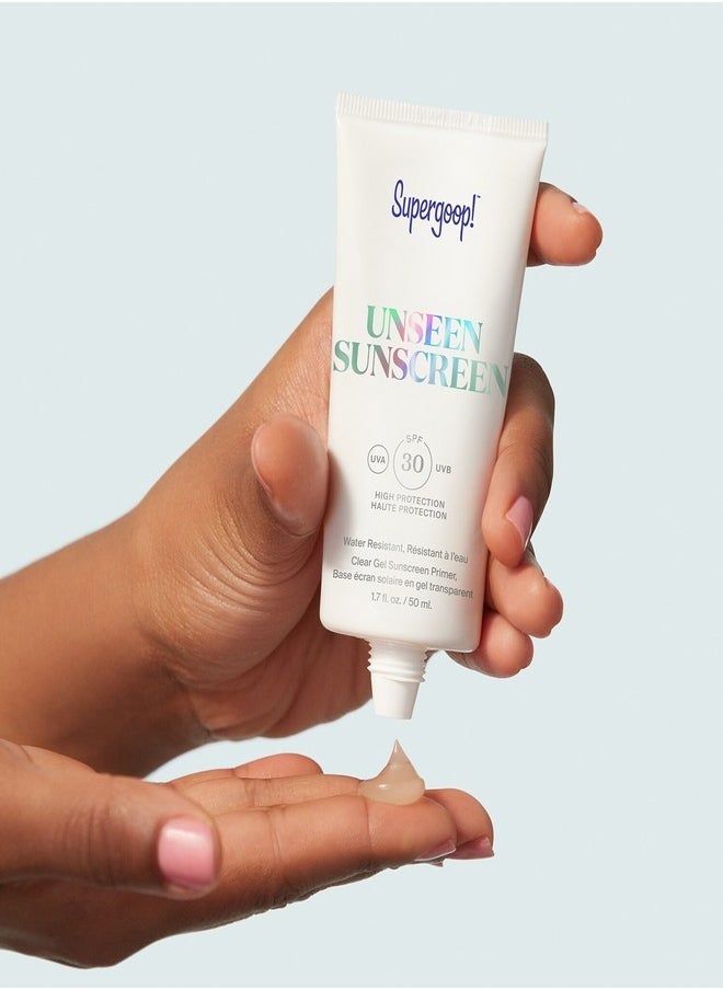 سوبر جوپ سوبرجووب! Unseen Sunscreen SPF 30 (50ml) - واقي شمسي غير مرئي وخفيف الوزن وواسع الطيف مع لمسة نهائية غير لامعة، مثالي لجميع أنواع البشرة واستخدام برايمر المكياج  - Image 2