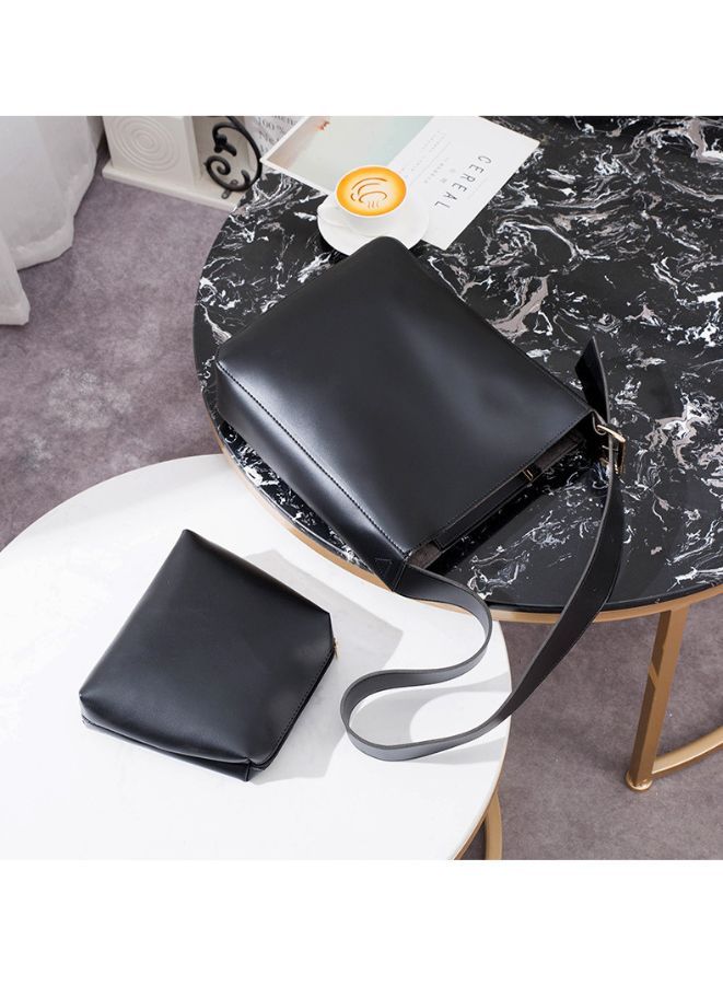 Vintage Simple Women Bucket Bag Handbag, Large Capacity Shoulder Bag Totes Solid Color Underarm Bag, Black - Image 2