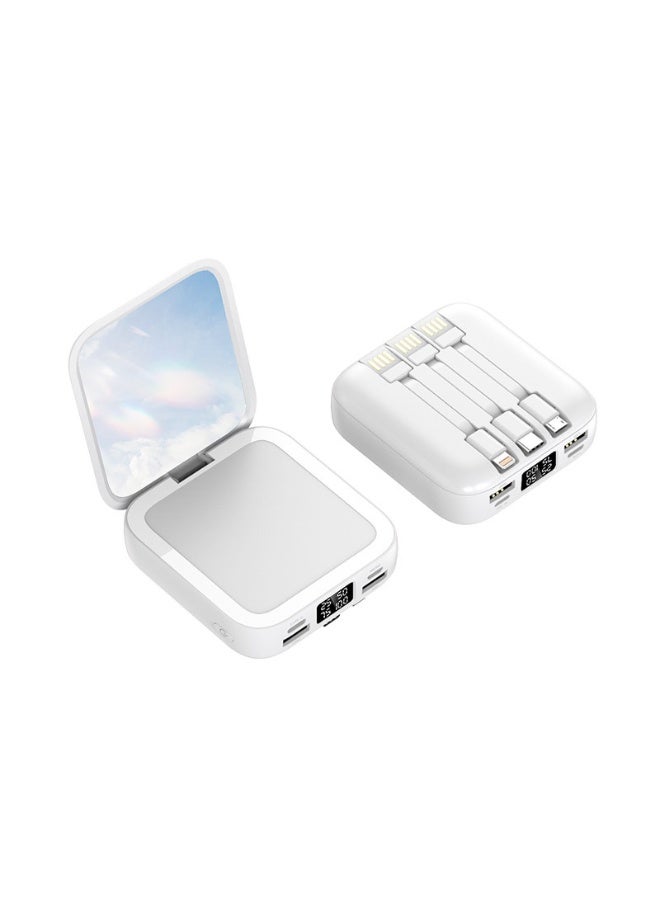 10,000mAh Portable Travel Power Bank with Built-in LED Makeup Mirror - Compact Mini Charger - Image 1