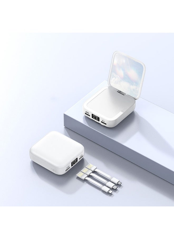10,000mAh Portable Travel Power Bank with Built-in LED Makeup Mirror - Compact Mini Charger - Image 2