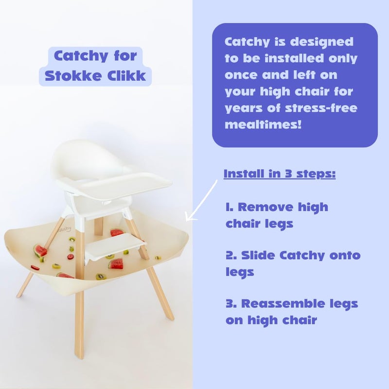 CATCHY -Food Catcher-Compatible with Stokke Clikk High Chair +11 Other High Chairs-Highchair Sold Separately-Baby & Toddler Food & Mess Catcher-Premium Linen Inspired -Under High Chair Accessory - Image 5